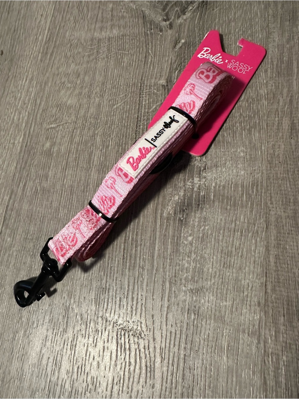 Barbie Pink Printed Dog Leash with Black Hardware